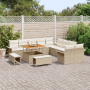 Juego de Sofá de Jardín de 13 Piezas con Cojines Beige Poliratán Acacia | Foro24.es | Tu tienda online para hogar, jardín y más Foro24.es