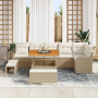 Juego de Sofá de Jardín  de 9 Piezas con Cojines Beige Poliratán Acacia | Foro24.es | Tu tienda online para hogar, jardín y más Foro24.es