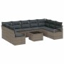 Conjunto de sofá de jardín 10 pcs Gris Poliratán