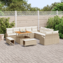 Juego de Sofá de Jardín de 13 Piezas con Cojines Beige Ratán Poliratán Acacia | Foro24.es | Tu tienda online para hogar, jardín y más Foro24.es