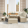 Conjunto de Sofá de Jardín de 8 Piezas con Cojines Beige Ratán Poli Acacia | Foro24.es | Tu tienda online para hogar, jardín y más Foro24.es