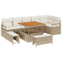 Conjunto de Sofá de Jardín de 9 Piezas con Cojines Beige Poliratán Acacia | Foro24.es | Tu tienda online para hogar, jardín y más Foro24.es