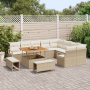 Conjunto de Sofá de Jardín de 12 Piezas con Cojines Beige Ratán Poli Acacia | Foro24.es | Tu tienda online para hogar, jardín y más Foro24.es