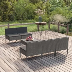 6-piece garden furniture set with gray synthetic rattan cushions by vidaXL, Garden sets - Ref: Foro24-3094322, Price: 370,10 ...