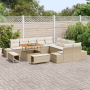 Juego de Sofá de Jardín  de 13 Piezas con Cojines Beige Poliratán Acacia | Foro24.es | Tu tienda online para hogar, jardín y más Foro24.es