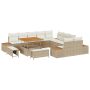 Conjunto de Sofás de Jardín de 13 Piezas con Cojines Beige de Ratán Sintético y Acacia | Foro24.es | Tu tienda online para hogar, jardín y más Foro24.es