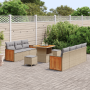 Juego de Sofás de Jardín de 10 Piezas con Cojines Beige Ratan Poly Acacia | Foro24.es | Tu tienda online para hogar, jardín y más Foro24.es
