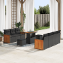 Conjunto de Sofás de Jardín de 10 Piezas con Cojines Ratán Poliéster Negro Acacia | Foro24.es | Tu tienda online para hogar, jardín y más Foro24.es