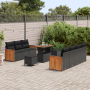 Conjunto de Sofás de Jardín de 10 Piezas con Cojines Ratán Poliéster Negro Acacia | Foro24.es | Tu tienda online para hogar, jardín y más Foro24.es
