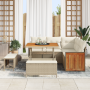 Conjunto de Sofás de Jardín de 8 Piezas con Cojines Beige de Poliratán y Acacia | Foro24.es | Tu tienda online para hogar, jardín y más Foro24.es