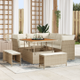 Juego de Sofá de Jardín de 8 Piezas con Cojines Beige Poliratán Acacia de , Sofás de exterior - Ref: Foro24-3363426, Precio: ...