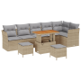 Set de sofá de jardín de 9 piezas con cojines Beige Poliratán Acacia | Foro24.es | Tu tienda online para hogar, jardín y más Foro24.es