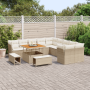 Conjunto de Sofá de Jardín de 13 Piezas con Cojines Beige Ratán Poliéster Acacia de , Sofás de exterior - Ref: Foro24-3363486...