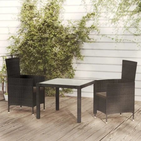3-piece garden dining set with black PE rattan cushions by vidaXL, Garden sets - Ref: Foro24-3094865, Price: 264,19 €, Discou...