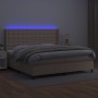 Cama box spring colchón LED cuero sintético capuchino 200x200cm