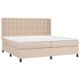 Cama box spring colchón LED cuero sintético capuchino 200x200cm