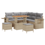 Conjunto de Sofá de Jardín de 8 Piezas con Cojines Beige Ratán Poliéster de , Sofás de exterior - Ref: Foro24-3363697, Precio...