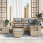 Conjunto de Sofá de Jardín de 8 Piezas con Cojines Beige Ratán Poliéster de , Sofás de exterior - Ref: Foro24-3363697, Precio...