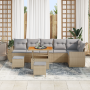 Juego de Sofá de Jardín de 9 Piezas con Cojines Beige Ratán Poliéster Acacia de , Sofás de exterior - Ref: Foro24-3363847, Pr...
