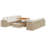 Juego de Sofá de Jardín de 11 Piezas con Cojines Beige Rattan Poliéster Acacia de , Sofás de exterior - Ref: Foro24-3363936, ...
