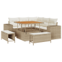 Conjunto de Sofás de Jardín de 8 Piezas con Almohadas Beige de Ratán Poliéster Acacia de , Sofás de exterior - Ref: Foro24-33...