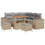 Set de Sofá de Jardín de 8 Piezas con Cojines Beige Poliratán Acacia | Foro24.es | Tu tienda online para hogar, jardín y más Foro24.es