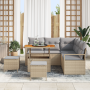 Set de Sofá de Jardín de 8 Piezas con Cojines Beige Poliratán Acacia de , Sofás de exterior - Ref: Foro24-3364477, Precio: 58...