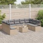 Conjunto de sofá de jardín 10 pcs Beige Poliratán