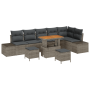 Conjunto de Sofás de Jardín de 9 Piezas con Cojines Gris Ratán Poliéster Acacia de , Sofás de exterior - Ref: Foro24-3364758,...