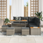 Conjunto de Sofá de Jardín de 9 Piezas con Cojines Gris Poliratán Acacia de , Sofás de exterior - Ref: Foro24-3364873, Precio...