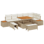 Juego de Sofá de Jardín de 9 Piezas con Cojines Beige Ratán PE Acacia de , Sofás de exterior - Ref: Foro24-3364876, Precio: 7...