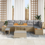Juego de Sofás de Jardín de 9 Piezas con Cojines Beige Poliratan Acacia de , Sofás de exterior - Ref: Foro24-3364877, Precio:...