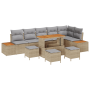 Juego de Sofá de Jardín de 10 Piezas con Cojines Beige Ratán Poly Acacia de , Sofás de exterior - Ref: Foro24-3364892, Precio...