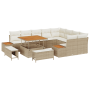 Conjunto de Sofás de Jardín de 12 Piezas con Cojines Beige