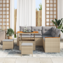 Juego de Sofá de Jardín de 8 Piezas con Cojines Beige de Ratán Polipropileno y Acacia | Foro24.es | Tu tienda online para hogar, jardín y más Foro24.es