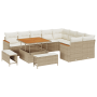 Conjunto de Sofás de Jardín de 12 Piezas con Cojines Beige