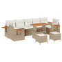 Conjunto de Sofás de Jardín de 10 Piezas con Cojines Beige