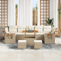 Conjunto de Sofás de Jardín de 10 Piezas con Cojines Beige