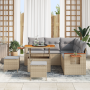 Juego de Sofá de Jardín de 8 Piezas con Cojines Beige Ratan Acacia | Foro24.es | Tu tienda online para hogar, jardín y más Foro24.es