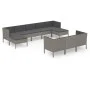 Garden furniture set 10 pieces and gray synthetic rattan cushions by vidaXL, Garden sets - Ref: Foro24-3094582, Price: 796,14...
