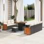 Juego de Sofá de Jardín de 10 Piezas con Cojines Ratán Negro Acacia | Foro24.es | Tu tienda online para hogar, jardín y más Foro24.es