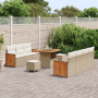 Juego de Sofá de Jardín de 10 Piezas con Cojines Beige Ratán Poliéster Acacia | Foro24.es | Tu tienda online para hogar, jardín y más Foro24.es