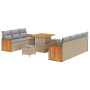 Set de Sofá de Jardín de 10 Piezas con Cojines de Poliratán Beige Acacia | Foro24.es | Tu tienda online para hogar, jardín y más Foro24.es