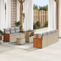 Juego de Sofá de Jardín  de 10 Piezas con Cojines Beige Rattan Poliéster Acacia | Foro24.es | Tu tienda online para hogar, jardín y más Foro24.es