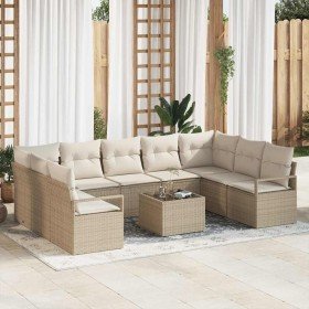 Conjunto de sofá de jardín 10 pcs Beige Poliratán Conjunto de sofá de jardín 10 pcs Beige Poliratán