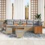 Conjunto de Sofá de Jardín de 9 piezas con cojines Beige Ratán Polivalente Acacia de , Sofás de exterior - Ref: Foro24-336527...