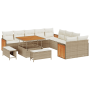 Conjunto de Sofá de Jardín de 13 Piezas con Cojines Beige