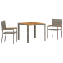 Juego de Comedor de Jardín de 3 Piezas en Ratán Poliéster Gris de , Sillas de jardín - Ref: Foro24-3365403, Precio: 190,25 €