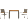 Juego de Comedor de Jardín de 3 Piezas en Ratán Poliéster Gris de , Sillas de jardín - Ref: Foro24-3365403, Precio: 190,25 €
