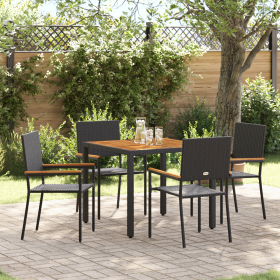 Conjunto de comedor de jardín de 5 piezas Ratán Polipropileno